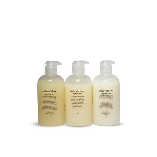 ingredients side of cleansing trio products by H2H Professional